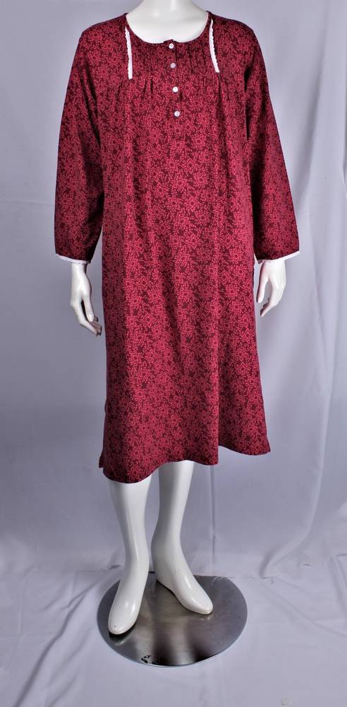 Printed cotton jersey winter nightie berry Style :AL/ND-457BRY